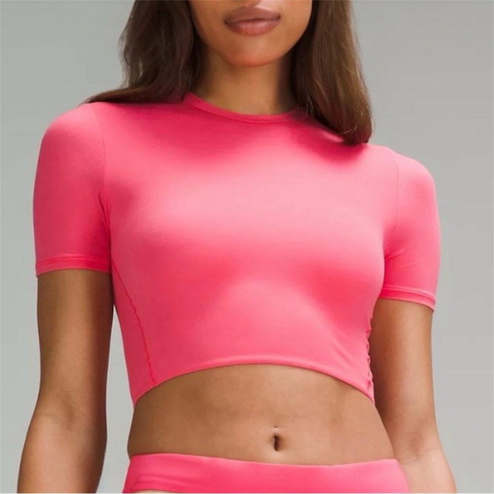 Lululemon Wundermost Crewneck Cropped T-shirt Ultra-Soft Nulu•💗💖Glaze Pink